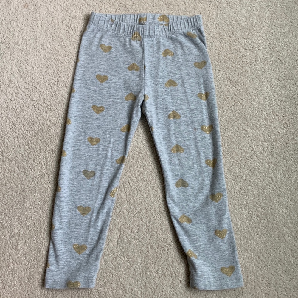 Gap Toddler Girls Glitter Heart Leggings Size 3T